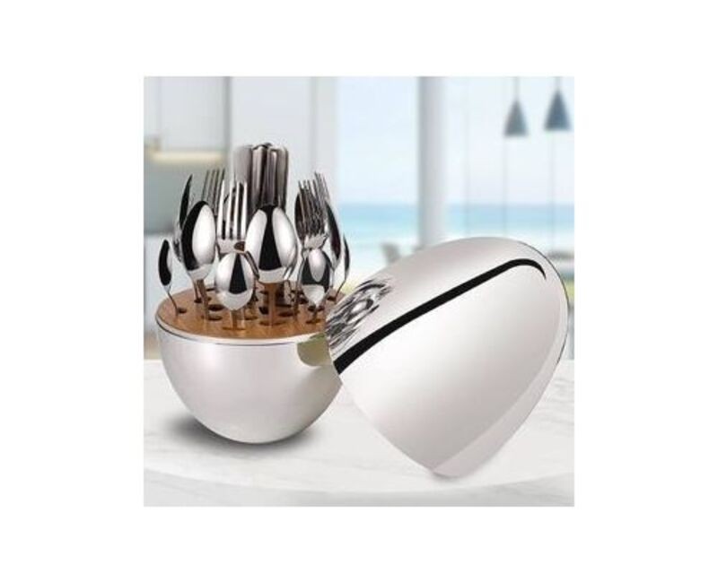 SILVER PLATED STAINLESS STEEL CUTLERY 24 PCS SET-WITH RACK ₦ 59,000