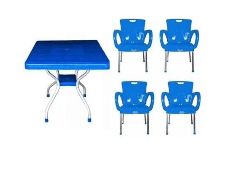 PLASTIC CHAIR WITH ARMS & ALUMINUM LEGS & IRON LEGS TABLE ₦125,000